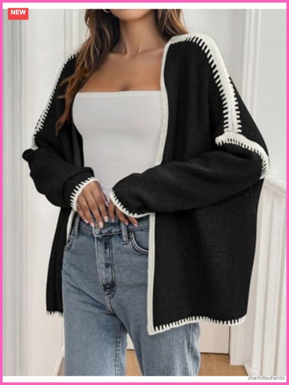 Women's Knit Open Front Cardigan Sweater Lightweight Oversized Long Sleeve - Picture 2 of 6